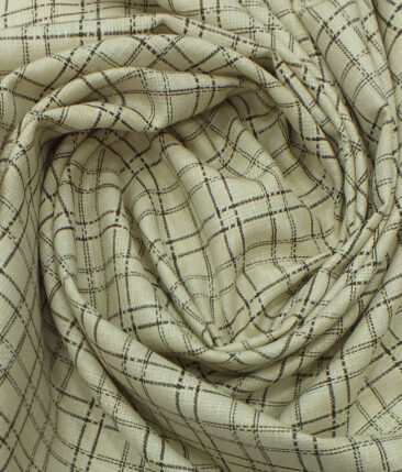 Reid & Taylor Dark Brown Checks Trouser Fabric With Exquisite Khadi Look Beige Checks Shirt Fabric (Unstitched)