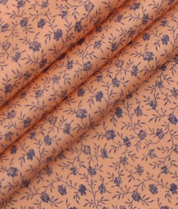 Reid & Taylor Stone Blue Checks Trouser Fabric With Exquisite Peach Printed Shirt Fabric (Unstitched)