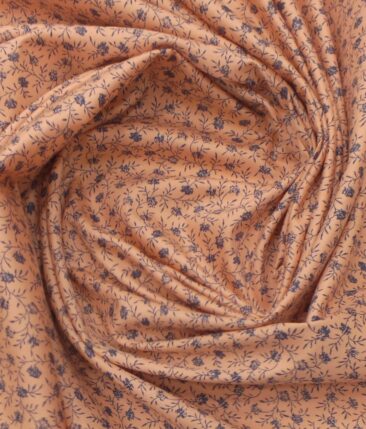 Reid & Taylor Stone Blue Checks Trouser Fabric With Exquisite Peach Printed Shirt Fabric (Unstitched)