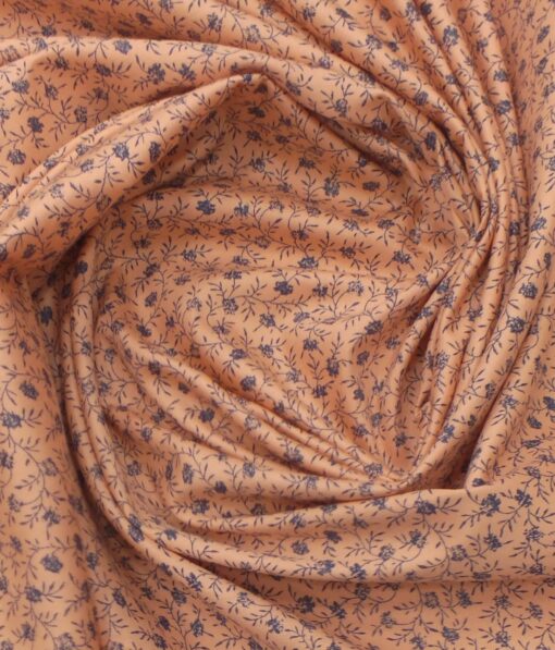Reid & Taylor Stone Blue Checks Trouser Fabric With Exquisite Peach Printed Shirt Fabric (Unstitched)