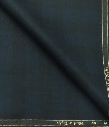 Reid & Taylor Dark Blue Self Checks Trouser Fabric With Exquisite Firozi Blue Printed Shirt Fabric (Unstitched) - Image 6