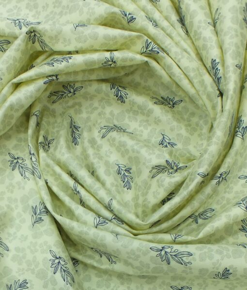 Reid & Taylor Blackish Sea Green Checks Trouser Fabric With Exquisite Light Yellow Printed Shirt Fabric (Unstitched)