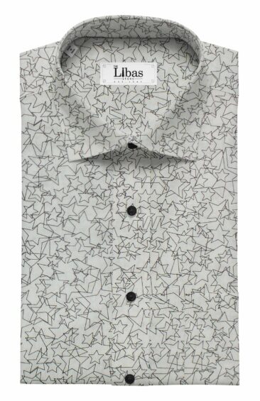 Reid & Taylor Blackish Grey Checks Trouser Fabric With Bombay Rayon Linen Cotton White Printed Shirt Fabric (Unstitched)