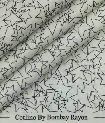 Reid & Taylor Blackish Grey Checks Trouser Fabric With Bombay Rayon Linen Cotton White Printed Shirt Fabric (Unstitched)