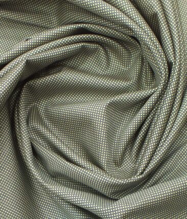 Reid & Taylor Greenish Grey Self Checks Trouser Fabric With Nemesis Beige base Blue Printed Shirt Fabric (Unstitched)