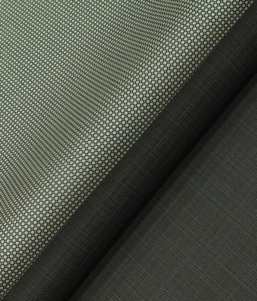 Reid & Taylor Greenish Grey Self Checks Trouser Fabric With Nemesis Beige base Blue Printed Shirt Fabric (Unstitched)