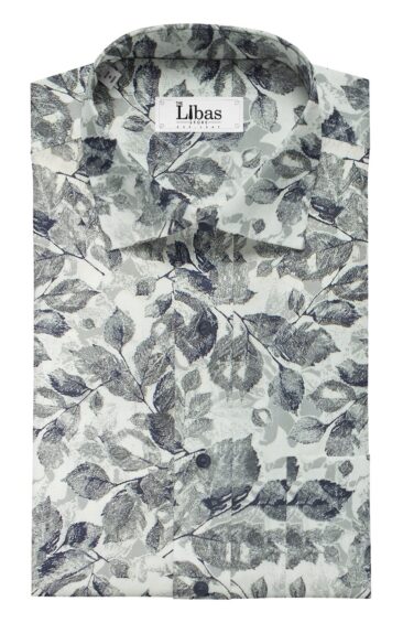 Reid & Taylor Dark Navy Blue Self Checks Trouser Fabric With Nemesis White Floral Printed Shirt Fabric (Unstitched)