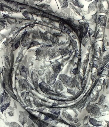 Reid & Taylor Dark Navy Blue Self Checks Trouser Fabric With Nemesis White Floral Printed Shirt Fabric (Unstitched)