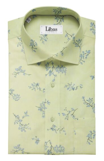 Reid & Taylor Denim Blue Checks Trouser Fabric With Monza Light Yellow Floral Printed Shirt Fabric (Unstitched)