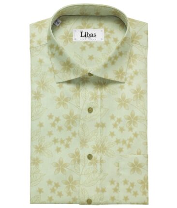 Linen Club Cream base 65% Linen 35% Cotton Brown Floral Print Shirt Fabric (1.60 M)