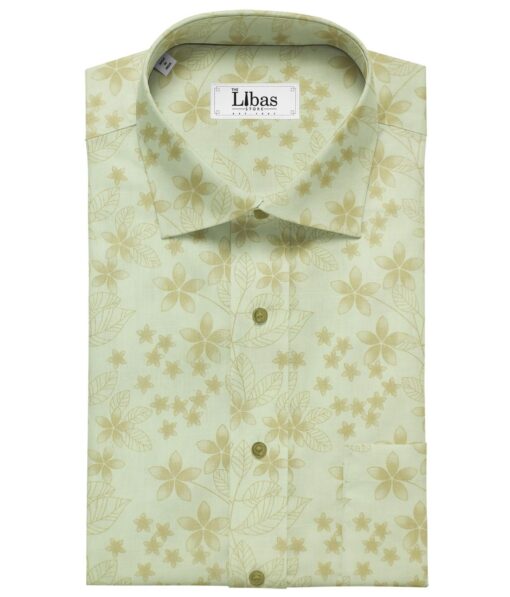 Linen Club Cream base 65% Linen 35% Cotton Brown Floral Print Shirt Fabric (1.60 M)
