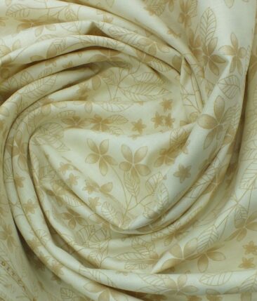 Linen Club Cream base 65% Linen 35% Cotton Brown Floral Print Shirt Fabric (1.60 M)