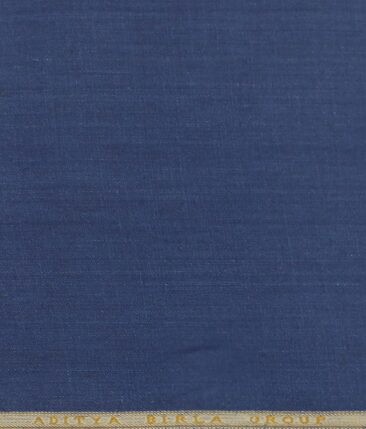 Linen Club Denim Blue 100% European Linen Self Design Unstitched 2 Piece Suit or Safari Suit Fabric (3 M)