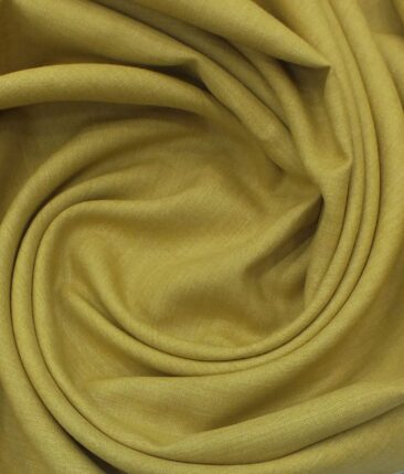Linen Club Mustard Yellow 100% European Linen Self Design Unstitched 2 Piece Suit or Safari Suit Fabric (3 M)