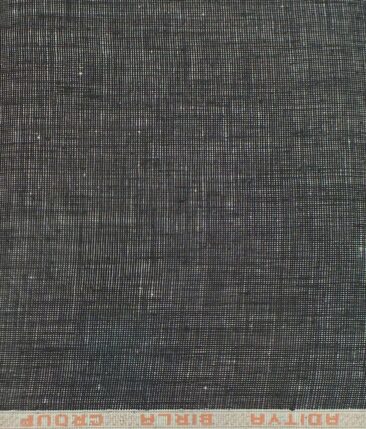 Linen Club Blackish Grey 100% European Linen Structured Unstitched Trouser Fabric (1.30 M)