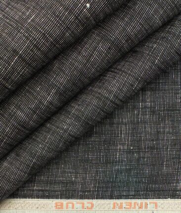 Linen Club Blackish Grey 100% European Linen Structured Unstitched Trouser Fabric (1.30 M)