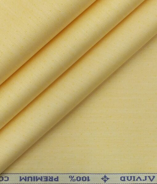 Arvind ButterScotch Yellow 100% Premium Cotton Self Dotted Structured Shirt Fabric (1.60 M)