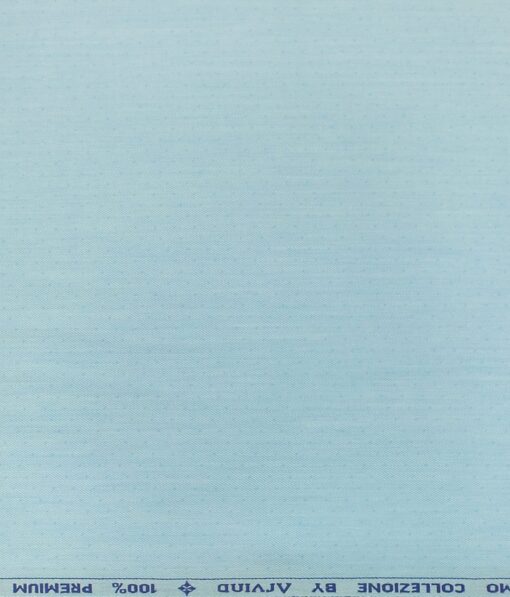 Arvind Cerulean Blue 100% Premium Cotton Self Dotted Structured Shirt Fabric (1.60 M)