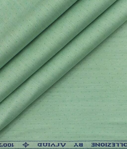 Arvind Light Fern Green 100% Premium Cotton Self Dotted Structured Shirt Fabric (1.60 M)