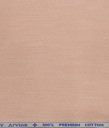 Arvind Peach 100% Premium Cotton Self Dotted Structured Shirt Fabric (1.60 M)