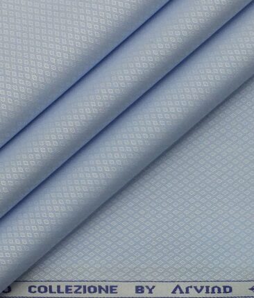 Arvind Sky Blue 100% Premium Cotton Dobby Structured Shirt Fabric (1.60 M)