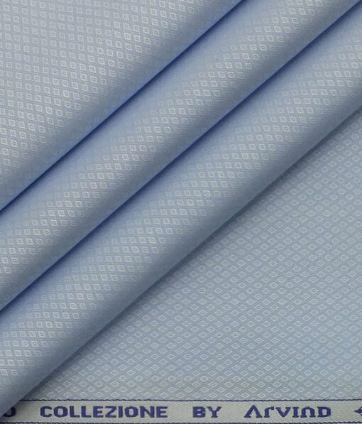 Arvind Sky Blue 100% Premium Cotton Dobby Structured Shirt Fabric (1.60 M)