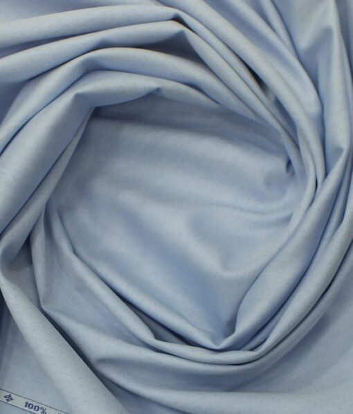 Arvind Sky Blue 100% Premium Cotton Self Dotted Structured Shirt Fabric (1.60 M)