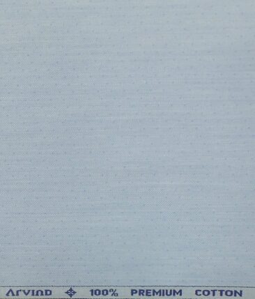 Arvind Sky Blue 100% Premium Cotton Self Dotted Structured Shirt Fabric (1.60 M)