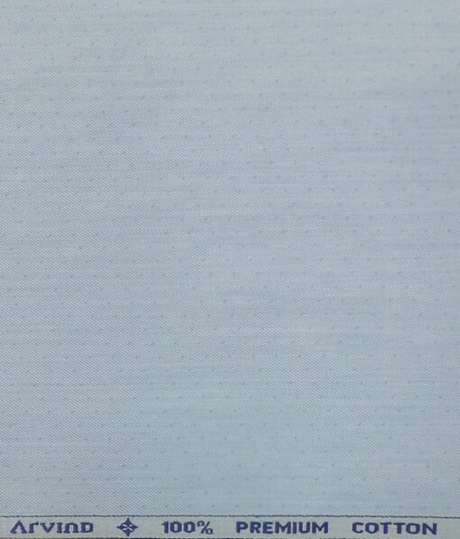 Arvind Sky Blue 100% Premium Cotton Self Dotted Structured Shirt Fabric (1.60 M)
