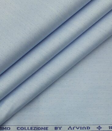 Arvind Sky Blue 100% Premium Cotton Self Dotted Structured Shirt Fabric (1.60 M)