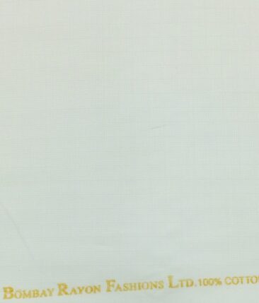 Bombay Rayon White 100% Pure Cotton Self Squared Structure Shirt Fabric (1.60 M)