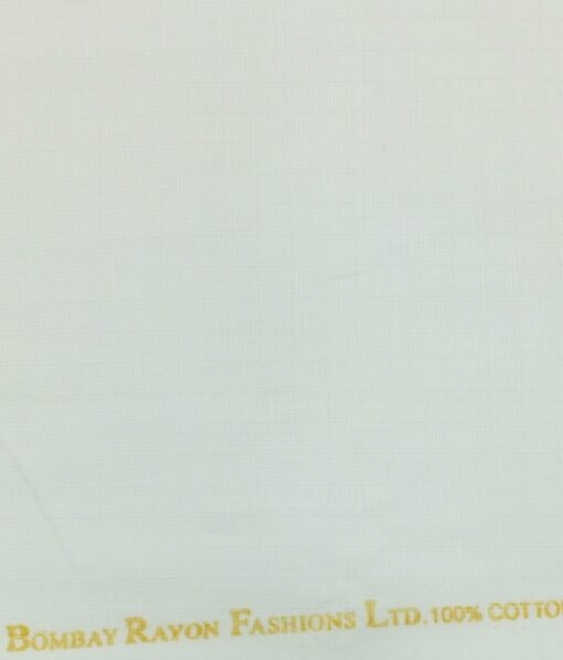 Bombay Rayon White 100% Pure Cotton Self Squared Structure Shirt Fabric (1.60 M)