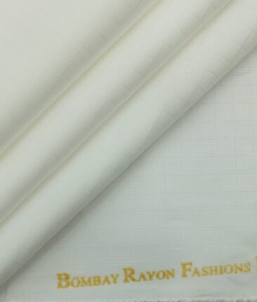 Bombay Rayon White 100% Pure Cotton Self Squared Structure Shirt Fabric (1.60 M)