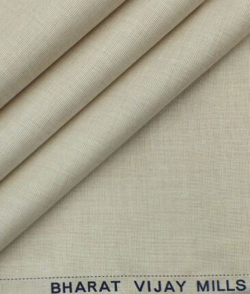BVM Light Beige 100% Premium Cotton Fil-a-Fil Shirt Fabric (1.60 M)