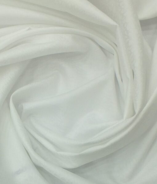 BVM White 100% Premium Cotton Floral Jacquard Structure Shirt Fabric (1.60 M)