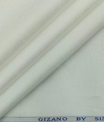 BVM White 100% Premium Cotton Floral Jacquard Structure Shirt Fabric (1.60 M)