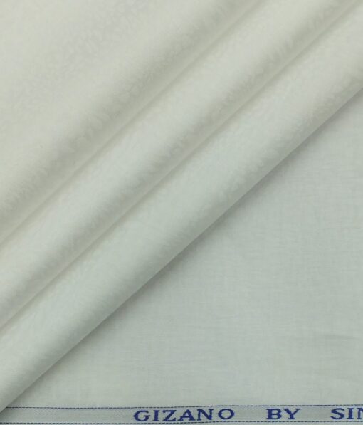 BVM White 100% Premium Cotton Floral Jacquard Structure Shirt Fabric (1.60 M)