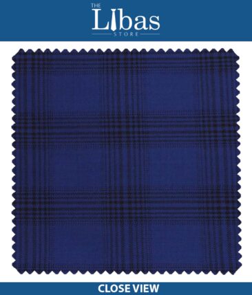 Cadini Italy by Siyaram's Bright Royal Blue Broad Checks Poly Viscose Trouser or Blazer or 3 Piece Suit Fabric (Unstitched - 1.25 Mtr)