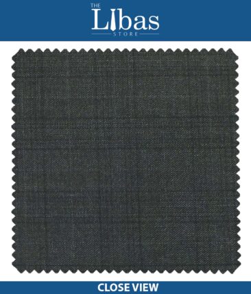Cadini Italy by Siyaram's Dark Grey Self Checks Poly Viscose Trouser or 3 Piece Suit Fabric (Unstitched - 1.25 Mtr)