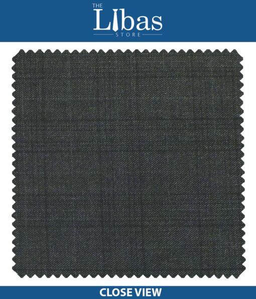 Cadini Italy by Siyaram's Dark Grey Self Checks Poly Viscose Trouser or 3 Piece Suit Fabric (Unstitched - 1.25 Mtr)
