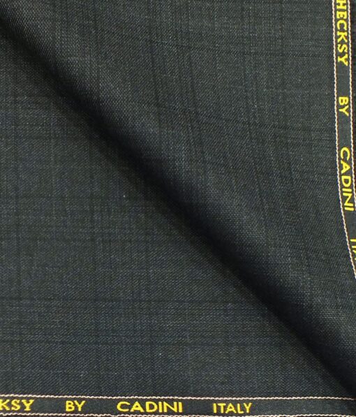 Cadini Italy by Siyaram's Dark Grey Self Checks Poly Viscose Trouser or 3 Piece Suit Fabric (Unstitched - 1.25 Mtr)