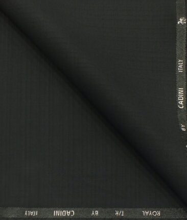 Cadini Italy by Siyaram's Black Self Design Terry Rayon Trouser or 3 Piece Suit Fabric (Unstitched - 1.25 Mtr)