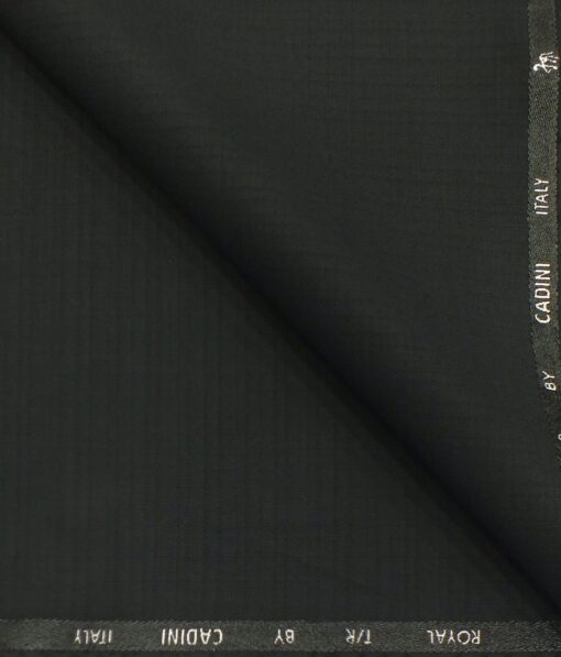 Cadini Italy by Siyaram's Black Self Design Terry Rayon Trouser or 3 Piece Suit Fabric (Unstitched - 1.25 Mtr)