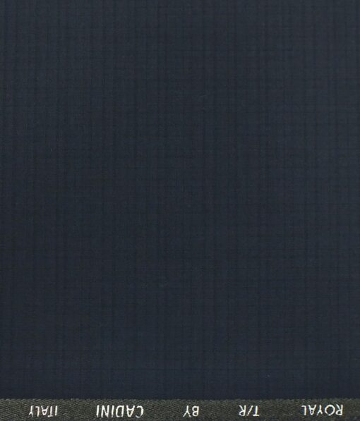 Cadini Italy by Siyaram's Dark Navy Blue Self Design Terry Rayon Trouser or 3 Piece Suit Fabric (Unstitched - 1.25 Mtr)