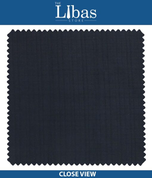 Cadini Italy by Siyaram's Dark Navy Blue Self Design Terry Rayon Trouser or 3 Piece Suit Fabric (Unstitched - 1.25 Mtr)