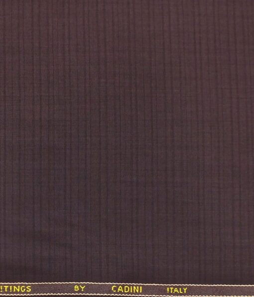 Cadini Italy by Siyaram's Dark Plum Purple Self Design Terry Rayon Trouser or 3 Piece Suit Fabric (Unstitched - 1.25 Mtr)