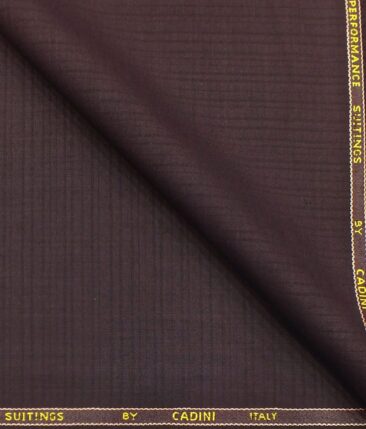 Cadini Italy by Siyaram's Dark Plum Purple Self Design Terry Rayon Trouser or 3 Piece Suit Fabric (Unstitched - 1.25 Mtr)
