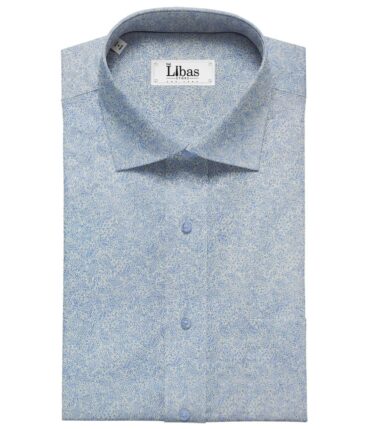 Exquisite  White Base Pure Cotton Blue Paisley Print Shirt Fabric (1.60 M)