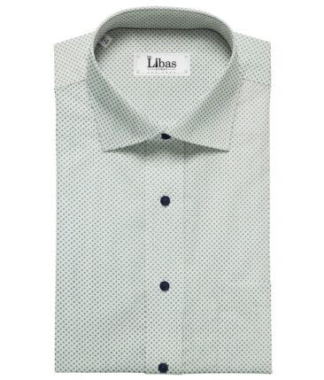 Exquisite  White Base Pure Cotton Blue Printed Shirt Fabric (1.60 M)