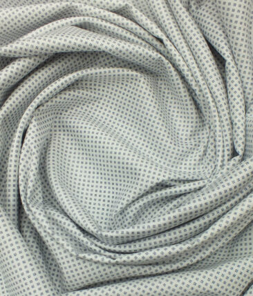 Exquisite  White Base Pure Cotton Blue Printed Shirt Fabric (1.60 M)